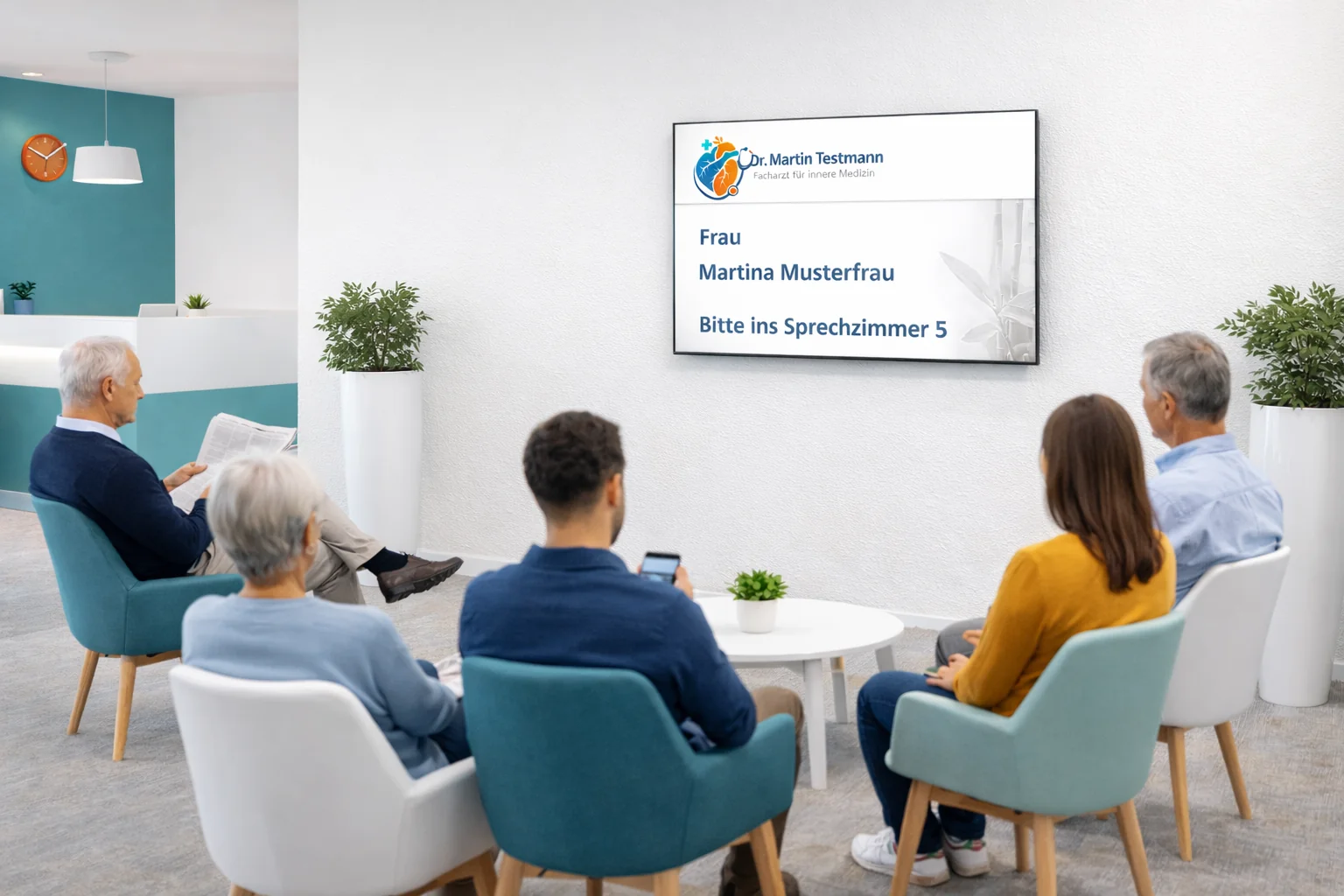 HiTPANEL Wartezimmer-Display in Aktion